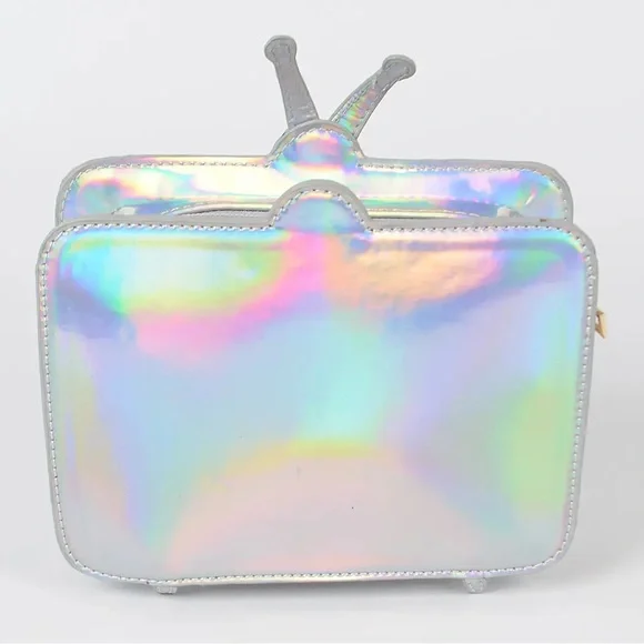 Holographic TV-Shaped Crossbody Bag with Brain Washed Text - Picture 3 of 3